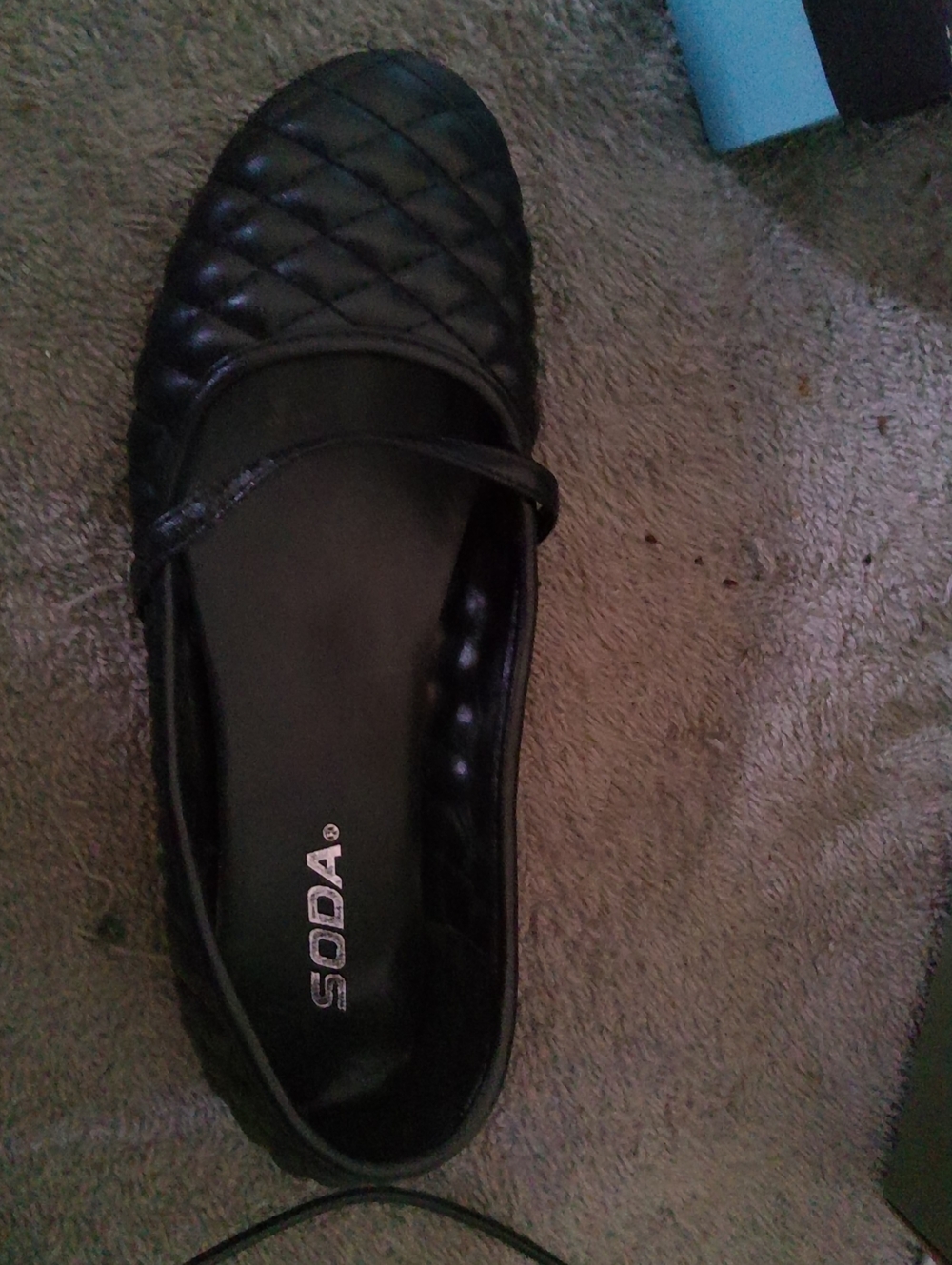 Soda Black Quilted Mary Jane Flat